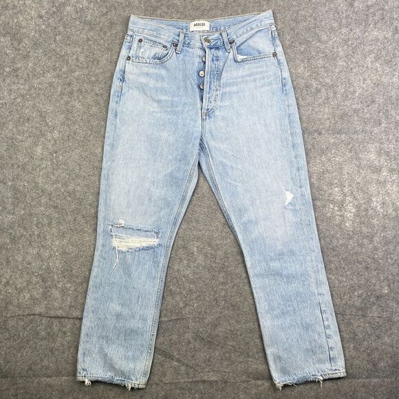 AGOLDE Riley High Rise Straight Crop Jeans Size 28 Light Wash a066b-983 - Picture 1 of 13